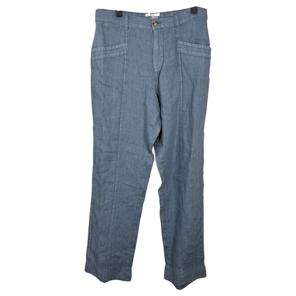 Nicole Miller 100% Linen Chambray Denim Flowy Wide Leg Pants Large NEW with Tags - Picture 3 of 4